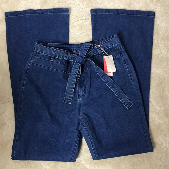 Flamingo Jeans Flamingo Womens High Rise Flare Leg Jeans Plus Size Xxl Blue Denim Stretch